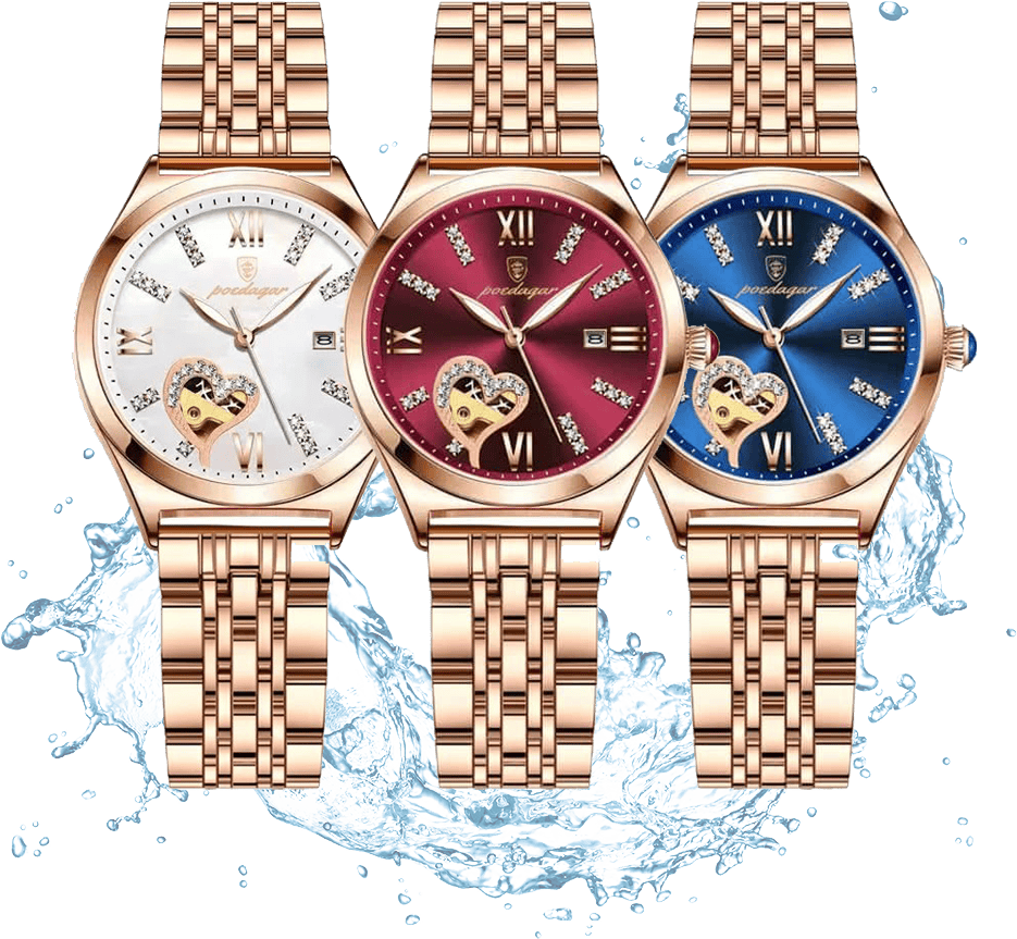 Women POEDAGAR P320 Heart Gold Stainless Steel Watch