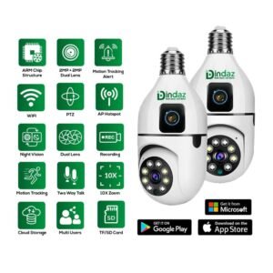 Dual Lens V380 Pro Wireless (2MP+2MP) 4MP PTZ Bulb IP Camera