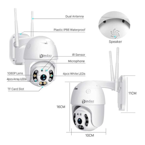 2MP Outdoor Dual Antenna V380 Pro - IP66 Waterproof WIFI Smart Camera Dindaz