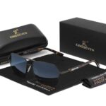 KINGSEVEN  UV400 & Polarized Rectangle Sunglasses for Men & Women (Black Gradient Blue)