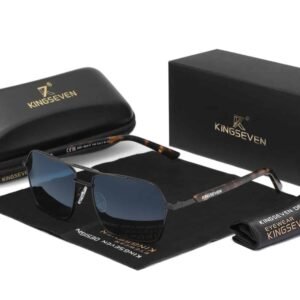 KINGSEVEN  UV400 & Polarized Rectangle Sunglasses for Men & Women (Black Gradient Blue)