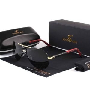 KINGSEVEN HD Polarized UV400 Sun Glasses for Men & Women (Gold Gray)