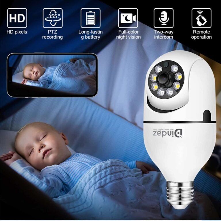 V380 Pro 3MP Bulb PTZ IP Camera – 360° Smart Indoor Security with Night Vision