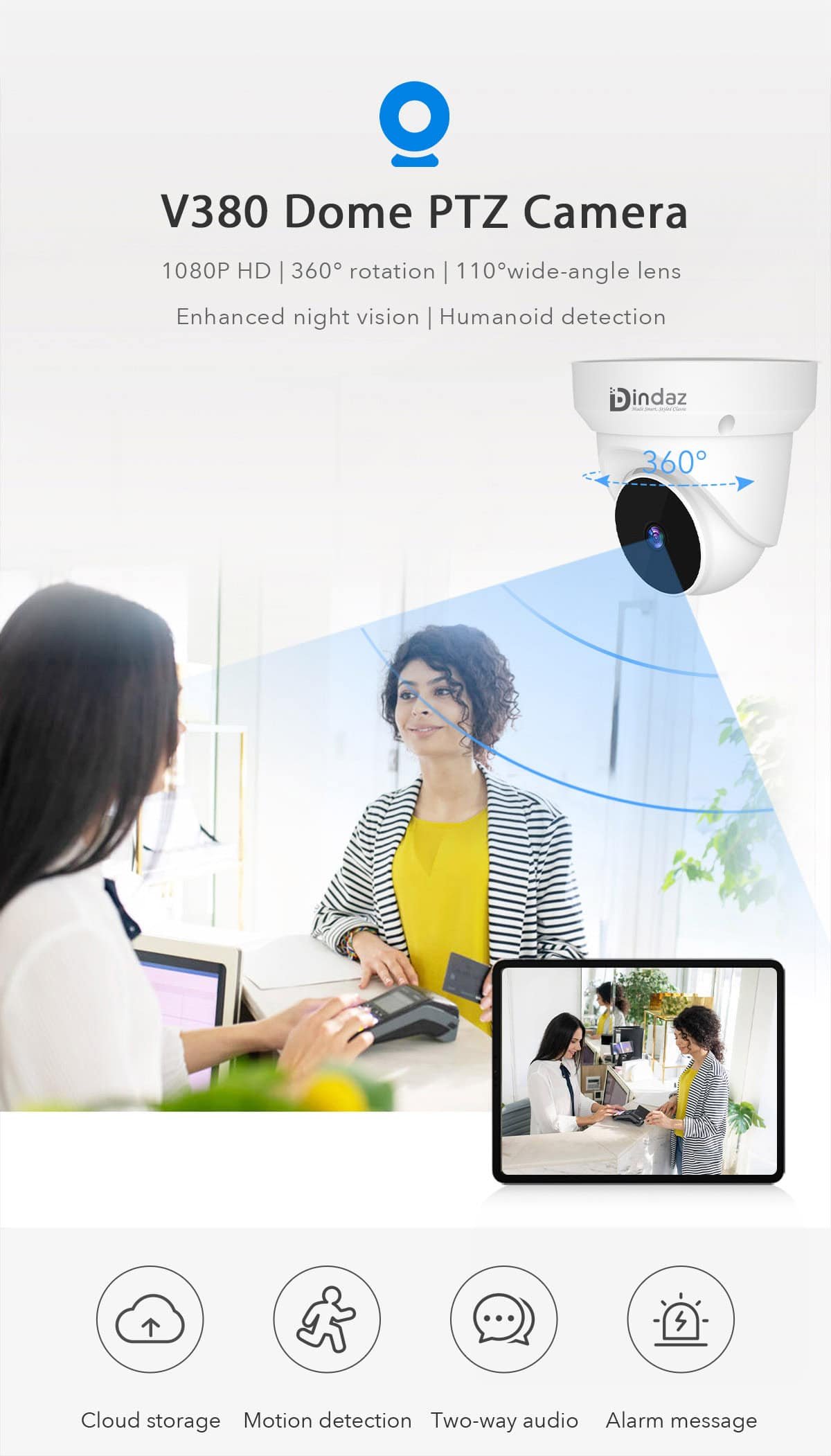 V380 Pro Dome 3MP PTZ WiFi Camera – Smart 360° Surveillance in BD
