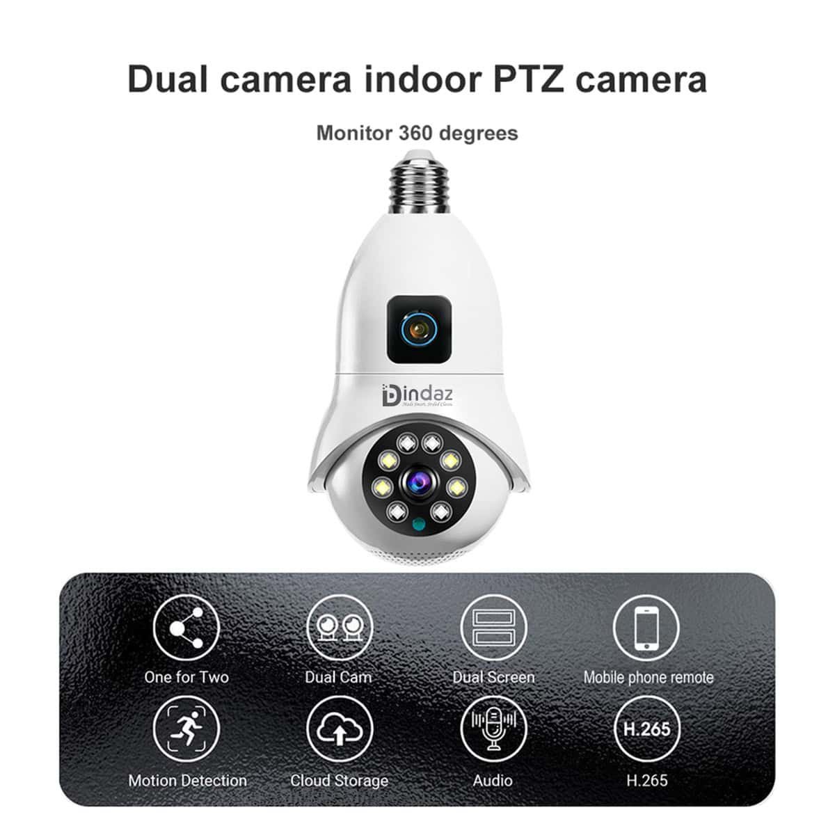 V380 Pro Dual Lens (2MP+2MP) 4MP WIFI IP Camera V380 Bulb Wireless Camera bd