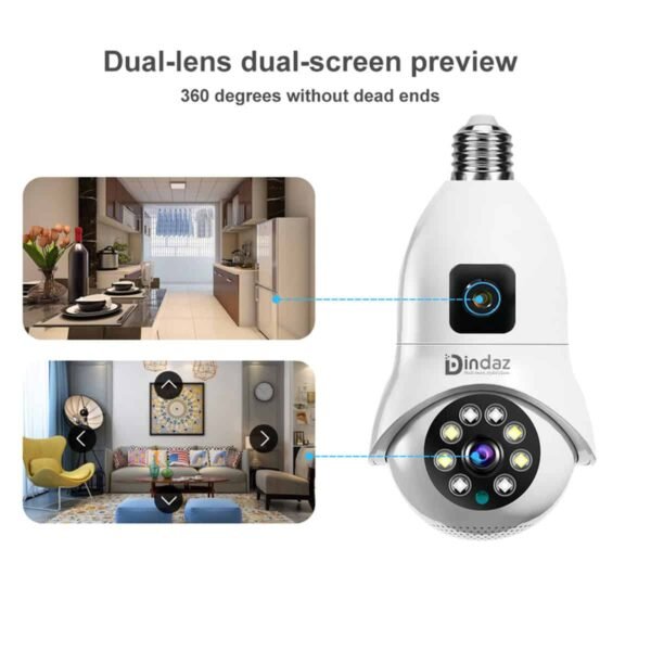 V380 Pro Dual Lens (2MP+2MP) 4MP WIFI IP Camera V380 Bulb Wireless Camera bd - Image 3