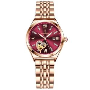 Women POEDAGAR P320 Heart Gold Stainless Steel Watch – Red