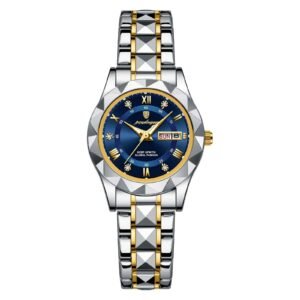 POEDAGAR 306 Ultra-thin Luxury Ladies Watches – Gold Blue