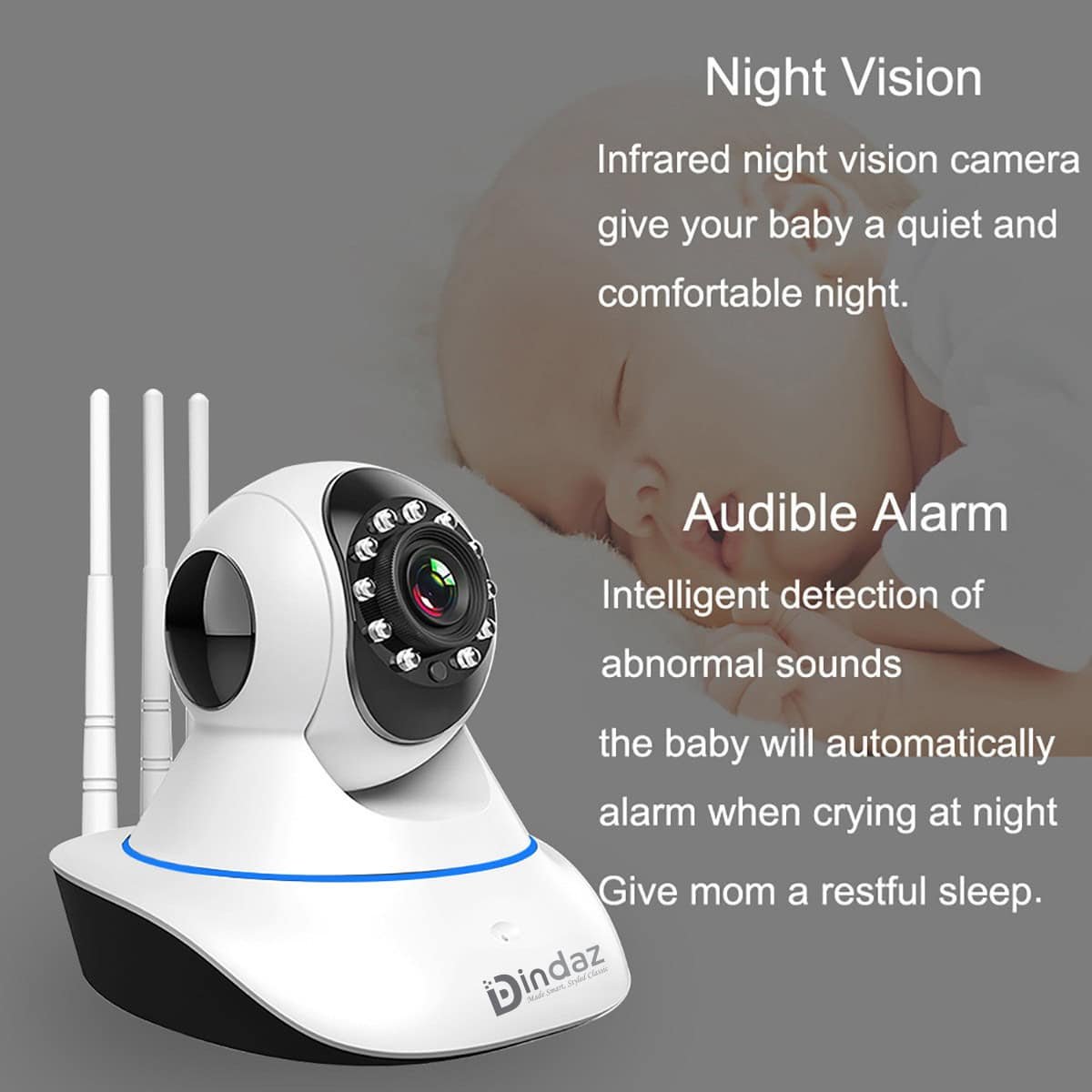 2MP V380 Pro Indoor Baby Monitor Camera With Three Signal Antenna